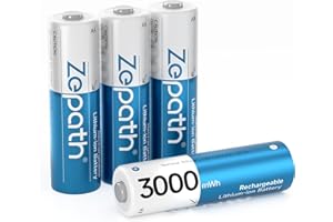 Zepath AA Rechargeable Batteries, 4 Pack Lithium Battery 3000mAh High Capacity Rechargeable Batteries, 1.5V Constant Outpu 1600 Cycles, Battery AA Low Self-Discharge