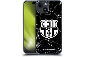 Head Case Designs Licenciado Oficialmente FC Barcelona Mármol Negro Patrones de Cresta Carcasa rígida Compatible con Apple iPhone 15