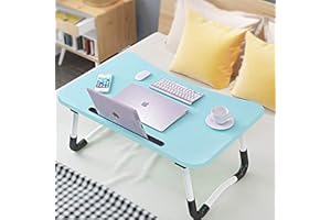 AUTUMNDEER Adjustable Laptop Bed Table Lap Standing Desk for Bed and Sofa Breakfast Bed Tray Laptop Lap Desk Folding Breakfast Serving Coffee Tray Notebook Stand Reading Holder for Couch Floor Kids(60 x 40 cm)