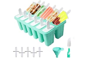 HONNESSERRY Moule Glace 12 Cavités, Avec Batonnet Glace, Brosses Et Entonnoirs Pliants, Silicone Moule à Glace Pour Glace, Sans BPA（Vert)