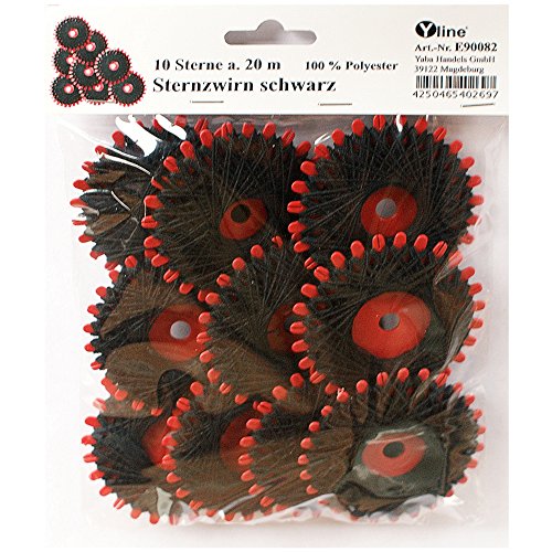 10 Sterne a. 20 m Sternzwirn Polyester schwarz, Sternchenzwirn Stern - Zwirn, E90082
