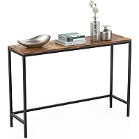 Yesker Console Sofa Table, Industrial Hallway Tables for Entryway Corridor Living Room Bedroom, Rustic Brown Wood Finish Meta