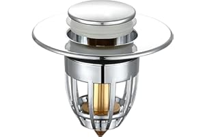 Qrity Korki spustowe, korek do zlewu ze stali nierdzewnej, uniwersalny pop up do spłukiwania zlewu, korek spustowy zlewu, z koszem zapobiegającym zapychaniu, filtry odpływowe do kuchni i łazienki