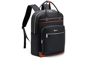 Lekeinchi Rucksack Damen, Laptop Rucksack Wasserdicht mit Laptopfach 15.6 Zoll, Groß Reiserucksack Travel Backpack, Elegant Tagesrucksack Daypack Handtasche für Reisen, Uni Schule, Arbeit-Schwarz