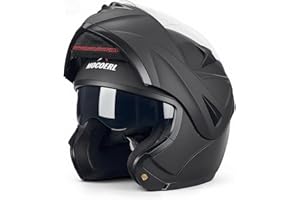 MOCOERL Casco Integral de Moto, Casco Modular, para Hombre y Mujer, con Viseras Dobles, Certificación ECE 22.06, Negro Mate