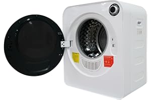 ECLIVON Secadora de Evacuación 4 kg con 4 Programas, Carga Frontal Secadora de Ropa 830 W, Montable en la Pared Secadora de Ropa con Tambor Inox, para Piso, Casa, Mobil Home, 59,5x49,5x41,5 cm, Blanco