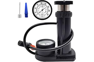Letton Mini Bike Pump with Pressure Gauge for Presta & Schrader Valves, Portable Bicycle Air Pump Bike Floor Pump for All Bikes, Hand/Foot Activated, with Adapter for Balls Balloon Swimming Rings