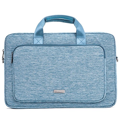Laptophülle, Evecase 17.3 Zoll Universal Neoprene Gepolsterte Notebook Briefcase Laptop Schutzhülle mit Anzug-Gewebe / Ablösbaren Träger / Handgriff / Frontfach / Zubehörfächer für Lenovo Asus Acer HP – Himmelblau - 2