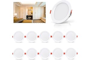 SOEWOLIT OUILA Spot LED Encastrable Lot de 10, 5W 500Lumen Equivalent 50W Incandescence, 3000K Blanc Chaud Spot Led Extra Plat Pour Salle de Bain Cuisine Salon Couloir