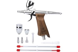 Bucasso Kit aerografo, pistola a spruzzo con aghi da 0,3/0,5/0,8mm e set di ugelli, tazza di fluido sostituibile da 3/7/11cc per la pittura di modelli di unghie per il trucco del tatuagg (W001-W)