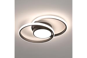 Comely Plafon Led Techo, 42W Moderna Lámpara de Techo LED, Doble Redondo Luz de Techo del Para Corredor Baño Cocina Sala de Estar Dormitorio Pasillo, Luz Natural 4500K, Largo 40cm, Negro
