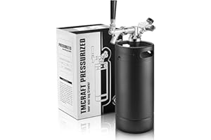 TMCRAFT - Mini Keg Growler da 4 litri - Sistema di kit di fusti per uso domestico pressurizzato in acciaio inossidabile per mantenere la freschezza e la carbonatazione della birra (nero opaco)