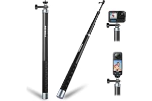REYGEAK 3 m/300 cm długi kijek do selfie z włókna węglowego do Insta360 X4/X3, materiał z włókna węglowego, wysuwany statyw jednonożny Polar do GoPro Hero 11/10/9, DJI Action 4/3 i innych kamer