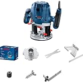 Bosch Professional: GOF 130 milling machine (parallel guide, copy tip, dust suction adapter, centering pin, guide roller, 2 f