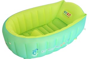 YAAVAAW Aufblasbare Baby Badewanne,Tragbare aufblasbare Badewanne,Anti-Rutsch Pool faltbar Reise-Badewanne für unterwegs,Baby Schwimmbecken Mit Weichem Kissen-Zentralsitz (für 0-3 Jahre)
