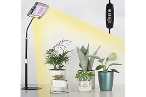ESOW Grow Light for Indoor Plants, Full Spectrum Desk LED Plant Light, Small Grow Lamp with 3H/9H/12H Timer, 10-Level Brightness for 3 Lighting Modes, Adjustable Height & Gooseneck