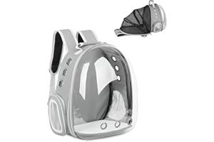 Galatée Cat Backpack, Expandable Clear Pet Backpack, Ventilated Space Capsule Cat Backpack, Portable Puppy Carrier Backpack For Travel Camping Hiking(Grey)