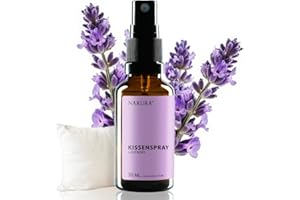 NAKURA® Kissenspray LAVENDEL 30 ml Duftspray und Lufterfrischer - entspannendes Raumspray für Kopfkissen mit reinem Lavendelöl und ohne Chemie – Sanftes Lavendelspray zum Einschlafen und Entspannen