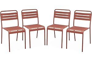 Alice's Garden - Lot de 4 chaises de Jardin Acier. 4 Places. Terracotta. Amelia. L44 x P52 x H79cm