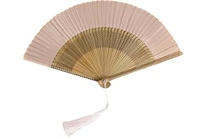 Elnwnnkc Abanico de mano de seda y bambú, suave y cómodo, de madera china, plegable, hecho a mano