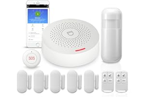 PGST Alarmas para casa WiFi, Alarma sin cuotas, Kit antirrobo con Sirena, Alarma Puerta, Ventanas, mandos, Compatible con Alexa Google Home