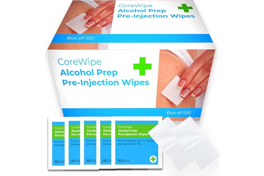 Core Medical 70% Isopropyl Alcohol Pads, Individually Sealed Wipes Swabs Suitable For Medical Pre-Injection And Antibacterial Cleaning Portable