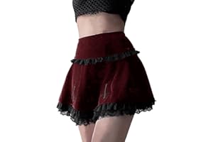 DINGJIUYAN Jupe plissée noire avec imprimé croix punk