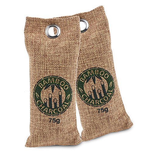 Preisvergleich Produktbild Bambus Lufterfrischer iRegro aus Aktivkohle Natürlicher Raumerfrischer Geruchsneutralisierer Luftreiniger Beutel für Auto Küche Bad Schlafzimmer Kleider-Schrank Kühlschrank 2 Jahre (2 * 75g)