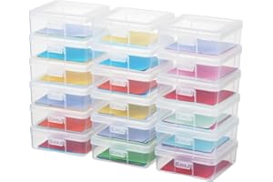 novelinks boîte de rangement empilable en plastique transparent avec couvercle de verrouillage (Pack de 18 petits - transparent)