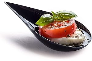 HORECA COLLECTION MAXI PRODUCTS - Cuillères de restauration - Cuillères de restauration en plastique recyclable - Spécial restauration, événements, couvercles, dégustation, Food Trucks - CATERING (larme noire, 50