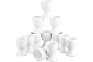 MALACASA 12 Piezas Huevera titular de Porcelana 2"/ 5 * 5 * 6,3cm, Serie RUGELAR
