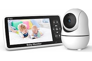 Babystar Video Baby Monitor with Digital Camera and Audio, Auto Night Vision 5" Screen, HD Baby Monitor no Wifi, 4000mAh Rechargeable Battery, 2 Way Audio Talk, Lullabye music