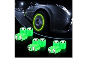 CGEAMDY 12 Piezas Universales Cráneo Tapas Fluorescentes Válvula Coche, Tapones Car Tire Valve Caps Accesorios Decorativos para Automóvil, Camión, SUV, Motocicletas, Bicicleta (Verde)