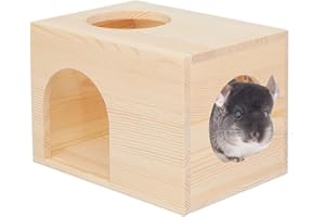 CHIIRAKU Chinchilla Casa Casa de Mascota Chinchilla cabaña Madera Natural Sin Pintura Clavo de Madera Seguro Duradero Masticación Dental (Marrón, Pequeño)