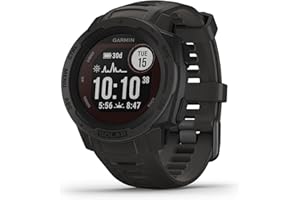 Garmin Instinct Solar, Solar-powered Rugged Outdoor Smartwatch, Built-in Sports Apps and Health Monitoring, Graphite
