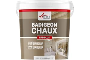 ARCANE INDUSTRIES Badigeon à la Chaux, décoration intérieure, extérieur, Maison : Badiplus - 20 kg (jusqu'à 100 m²) Mykonos Blanc Pur