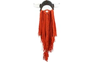 YEKEYI Erwachsenen-Bartmütze mit Hupe, warm, gestrickt, Wolle, lustige Totenkopfmütze