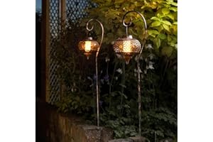 Garden Mile Lot de 2 lanternes solaires extra larges à suspendre pour jardin, extérieur, effet flamme réaliste, idéales pour l'éclairage d'allée et d'allée