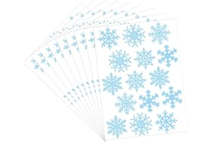 JIHUOO 20 Sheets Blue Snowflake Stickers - Self Adhesive Snowflakes Winter Window & Wall Stickers - Holiday Envelope Seals