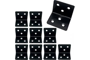 PEZEEU Squadretta di Giunzione Raccordo angolare Staffe angolari in acciaio inox a forma di L - 10 pezzi 38x30x1.5mm 90 Gradi Supporti Angolo Retto Staffe per fissaggio mobili in legno