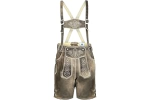 Isar-Trachten Jungen Besticke Kurze Lederhose für Jungs und Mädels Schiefer Bestickt, Schiefer (braun), 74