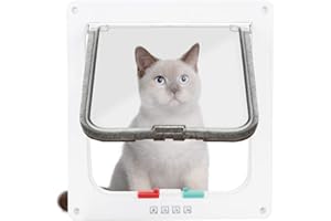 VINGO Katzenklappe Hundeklappe mit 4 Wege Magnet-Verschluss, Katzen & kleine Hunde Tunnel, Installieren Leicht und wetterfeste, für Innen- und Außentüren (M:19.2x20x5.5)