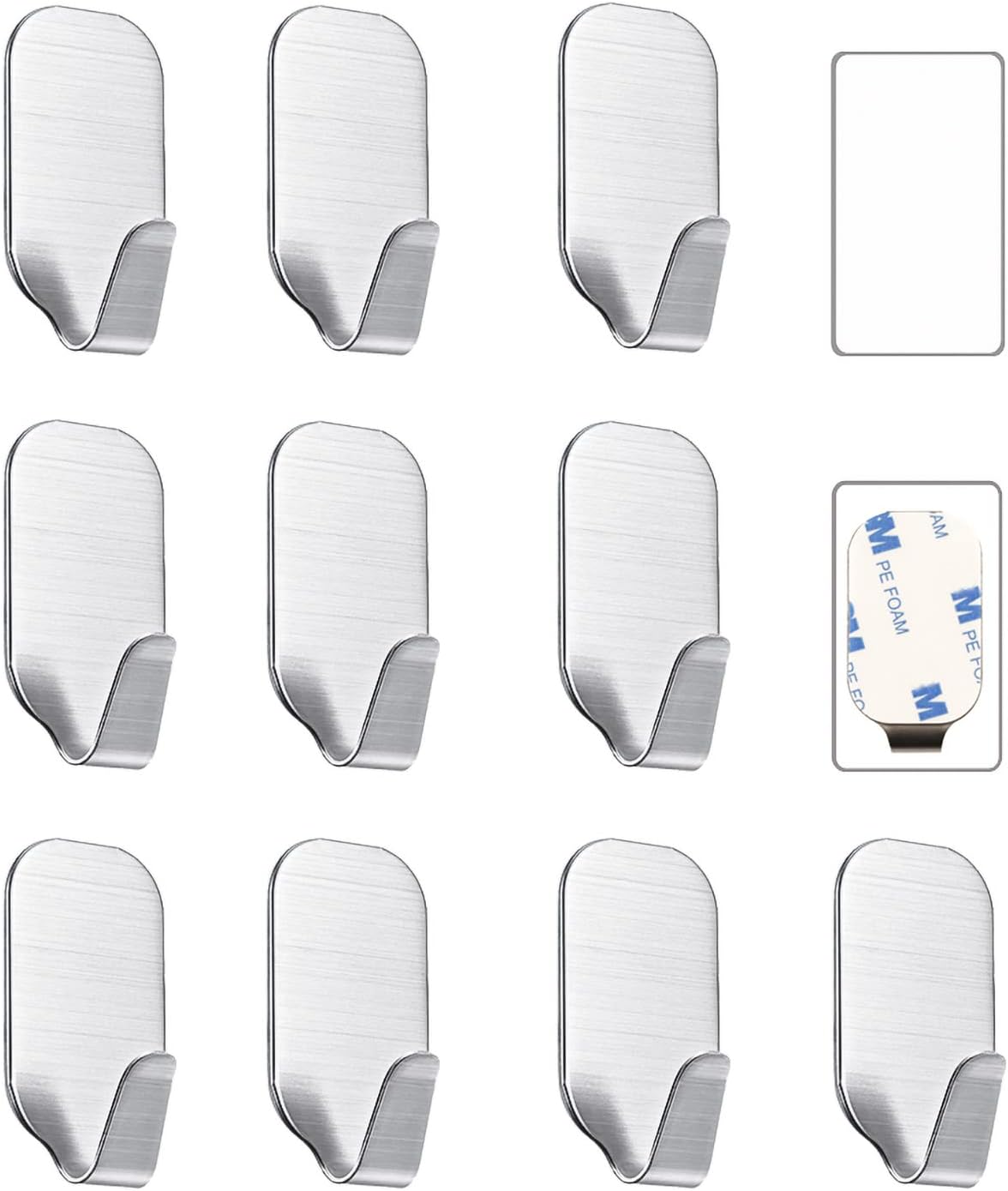 Kiemeu Small Sticky Hooks for Hanging Extra Strong Self Adhesive Hooks Heavy Duty Stick On Hook for Walls, Wall Hangers Without Nails, Pack of 10