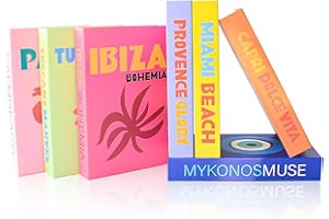 AMESUSPES Preppy Room Decor Aesthetic, Decorative Books Trendy Decor for Living Room, Coffee Table, Bookshelf Fake Books for Teens (Set of 7)