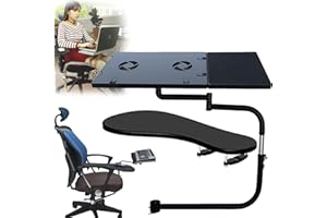 AISNY Tastatur Halterung, Tastaturablage Stuhl Klemme Tastatur Halter 360° Verstellbares Tastaturständer mit Mauspad USB Lüfter Rostfreiem Stahl Stuhlschaftklemme Tastaturstütze Fauler Keyboardständer