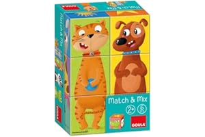 Goula, Gatti, coccodrilli 6 Puzzle Match & Mix-Cubes su temi Animali per Bambini a Partire dai 2 Anni, Multicolore, 53468