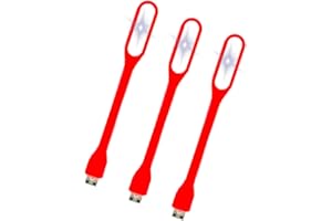 ACERFULL Luce LED USB-x3-flessibile- lampada da lettura-Tastiera-PC computer- portatile- accessori auto- letto- notturna -notebook- tablet-power bank-led auto interni,accessori macchina.Colori Rossi