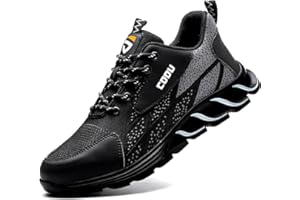 PAQOZKC Męskie buty robocze S3, buty ochronne, antypoślizgowe, stalowe noski, komfort, sportowe, ochronne, oddychające, rozmiar 37-48 EU