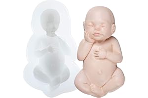 FUNSHOWCASE 3D Säugling Silikonform, schlafendes Baby Epoxidharz Formen für Tortendeko, Fondant, Kuchen Topper, Beton, Zement, Wachs, Ton, 1 Packung, fertige Höhe:9.2cm, groß