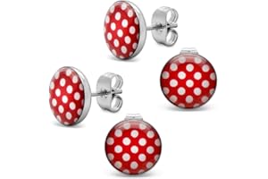 SOULCATS Soul-Cats® 2 paio orecchini con puntini, Polka Dots 50er Pinup, colore: rosso con puntini